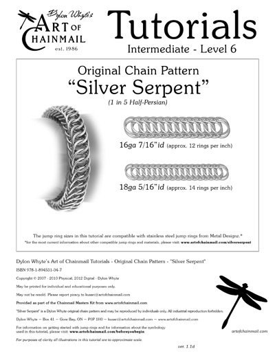Dylon Whyte`s Art of Chainmail Tutorial - Historical Chain Pattern: Silver Serpent